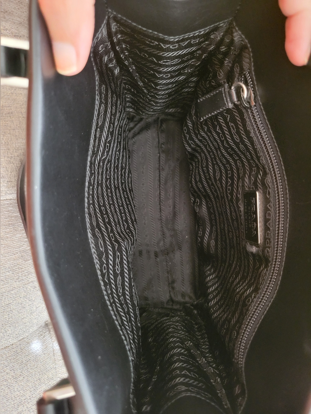 Prada Black Leather Tote Bag with Front Pocket - Picture 5 of 15